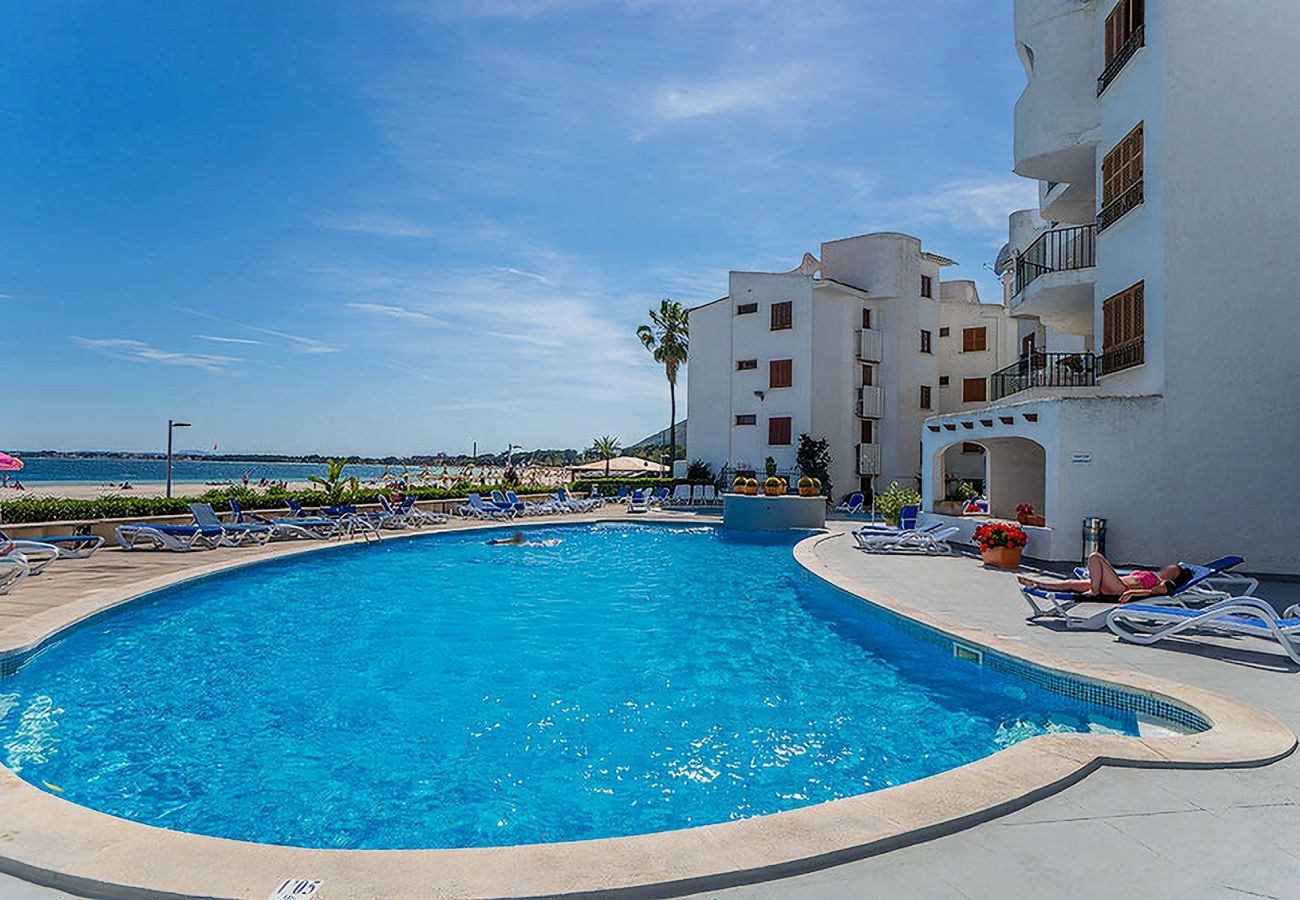 Apartment in Alcudia - Flat Anglada 54 in front of the beach for 4 with pool